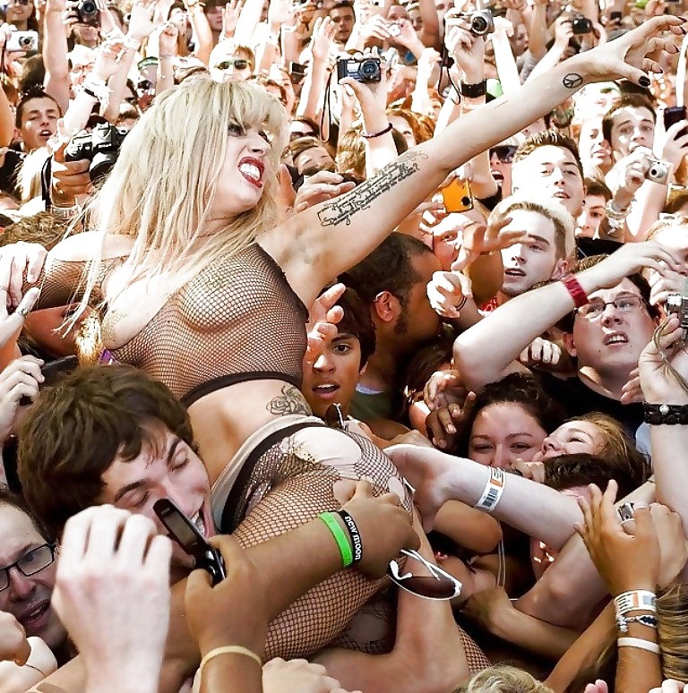  Sexy Horny Lady Gaga Topless In Open Air Concert 3 