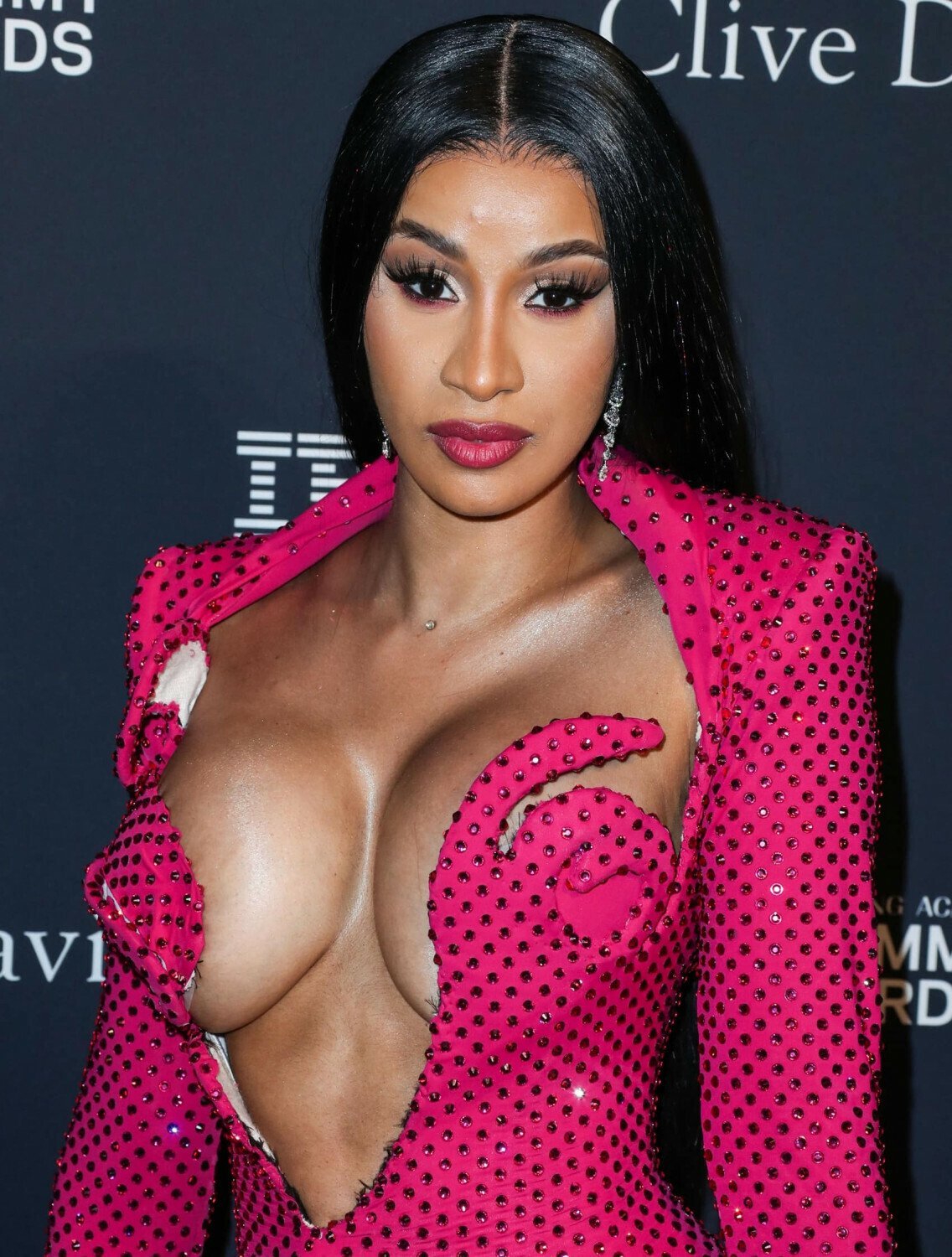 Cardi B pink dress tits
