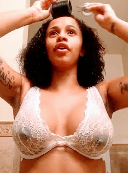 Cardi B see through bra tits
