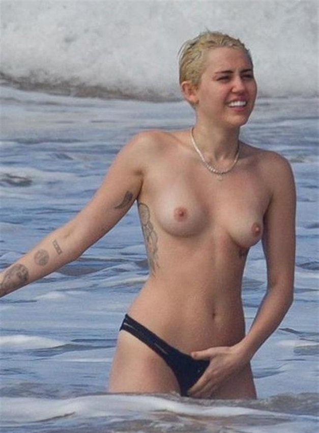 Miley Cyrus Topless In Sea 2