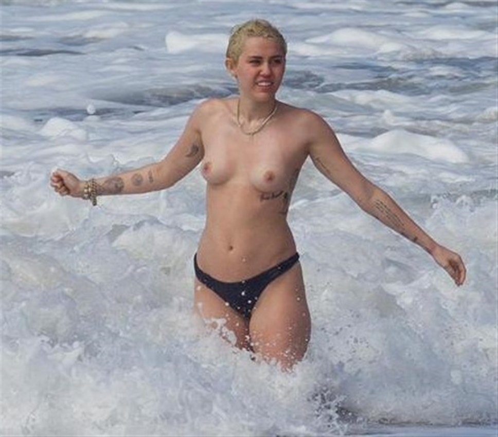 Miley Cyrus Topless In Sea 4