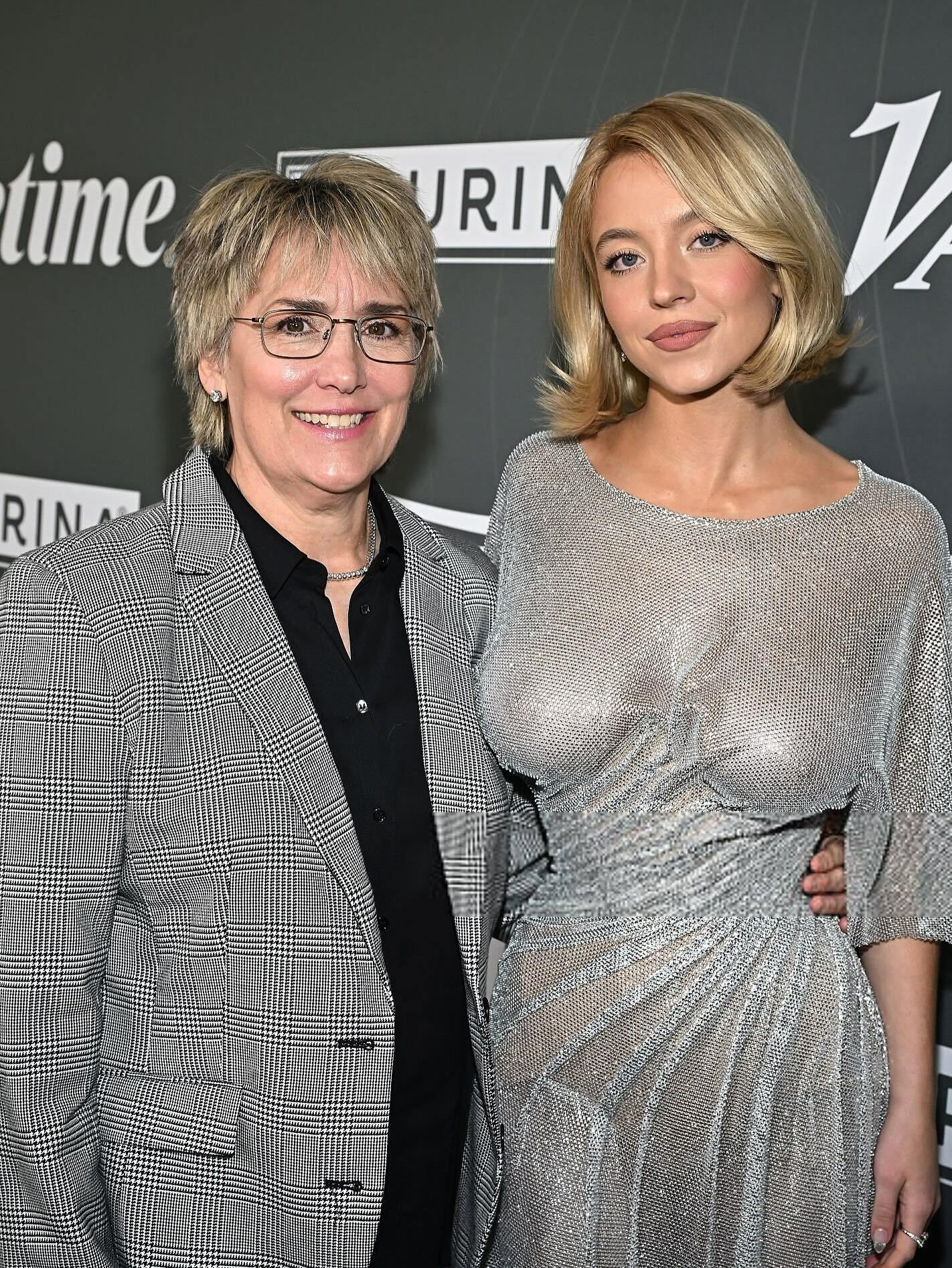 Sydney Sweeney See Through Gray Dress Tits Out 6